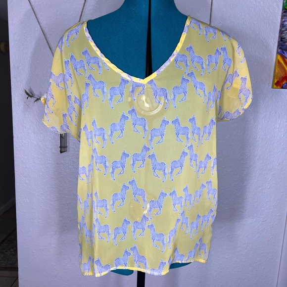 Sweet Claire Sheer Zebra Top Medium - Picture 1 of 7